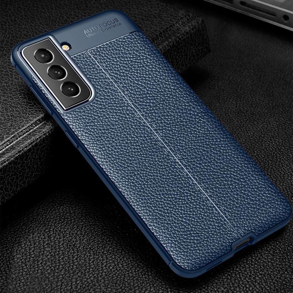  Samsung Galaxy S22 Plus Skal Litchi Textur Blå