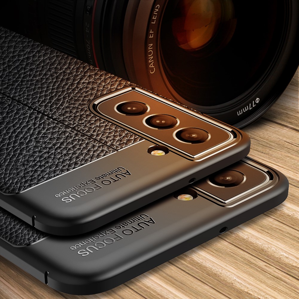  Samsung Galaxy S22 Plus Skal Litchi Textur Blå