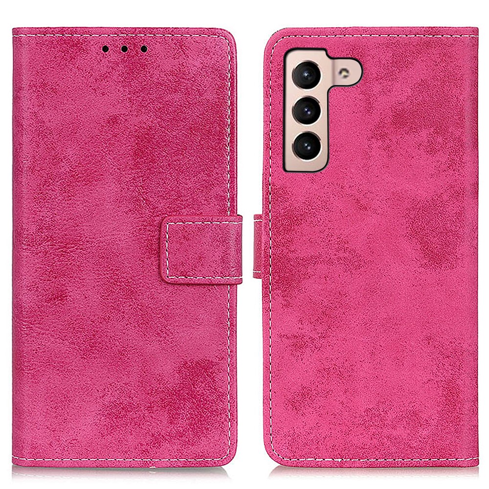  Samsung Galaxy S22 Plus Fodral Retro Läder Rosa