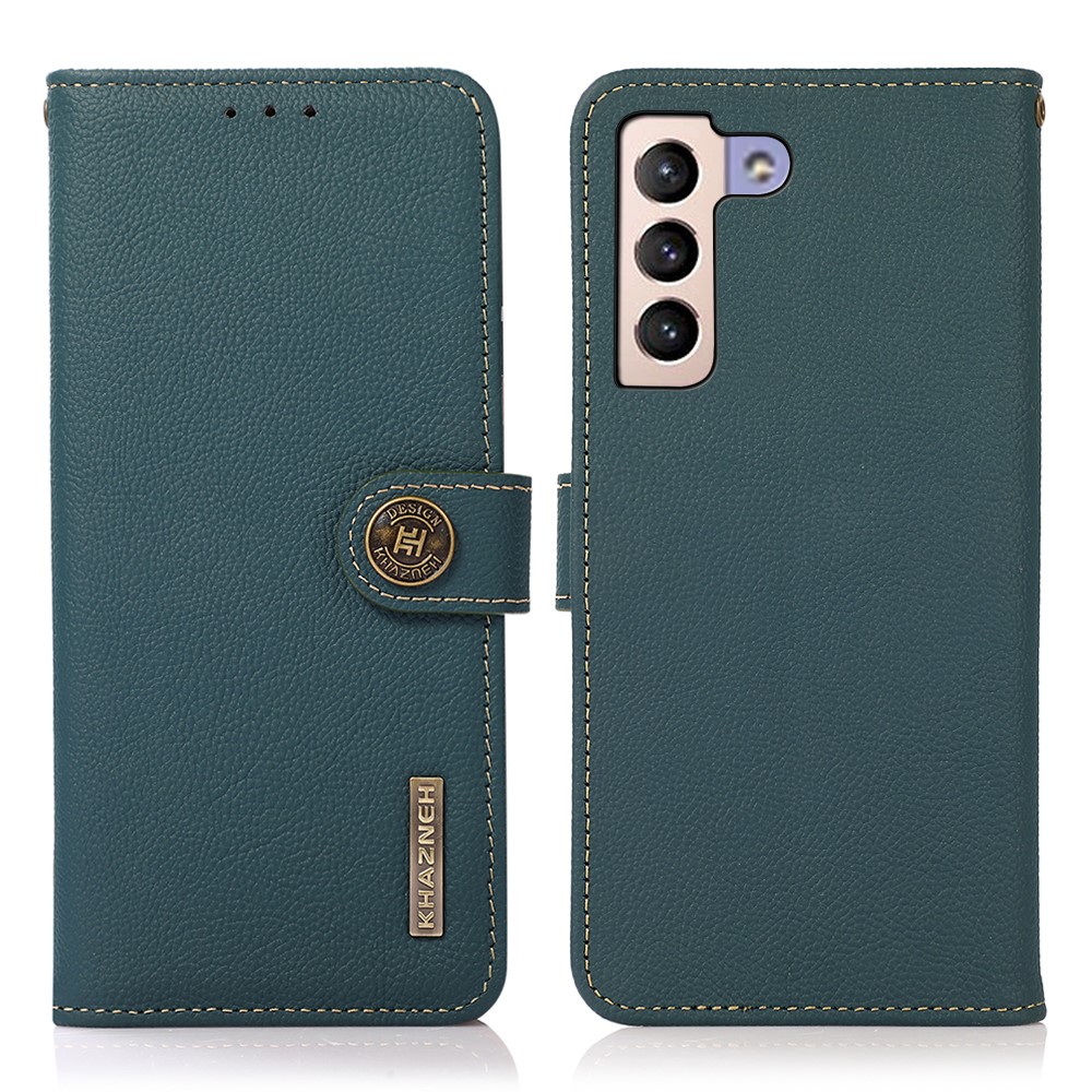 KHAZNEH KHAZNEH Samsung Galaxy S22 Plus Fodral RFID Äkta Läder Grön