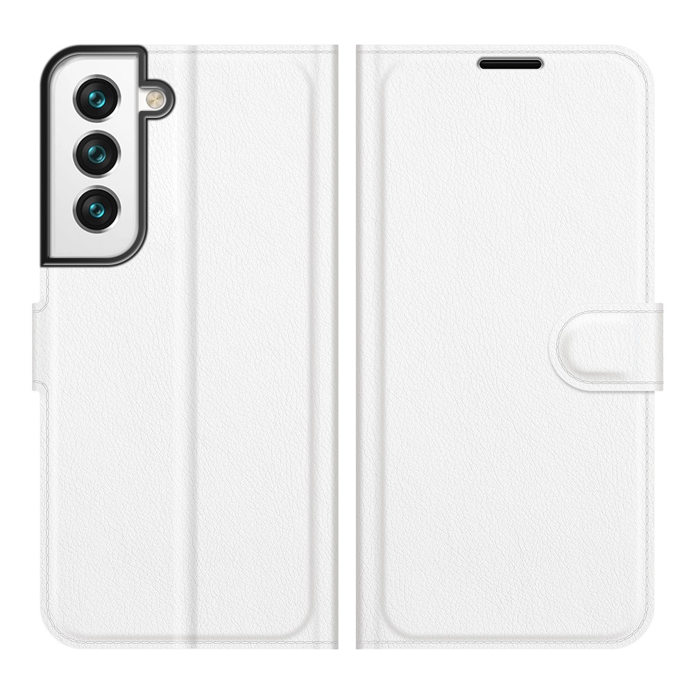  Samsung Galaxy S22 Plus Fodral Litchi Textur Vit