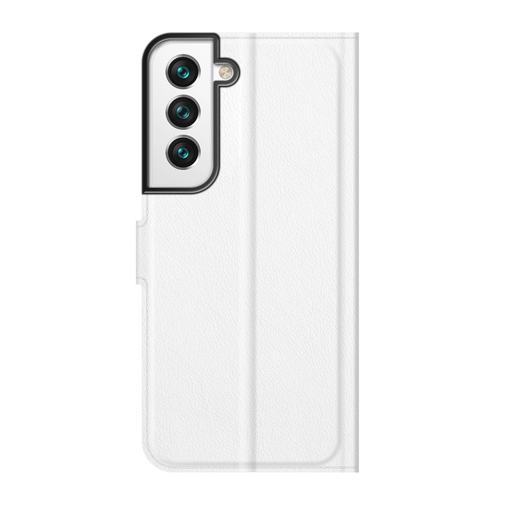  Samsung Galaxy S22 Plus Fodral Litchi Textur Vit