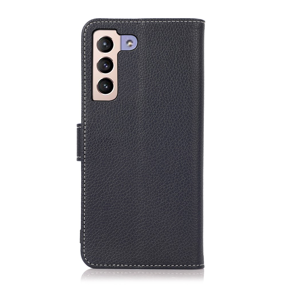  Samsung Galaxy S22 Plus Fodral Litchi Läder Blå