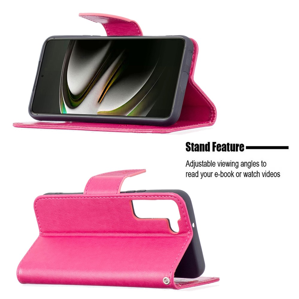  Samsung Galaxy S22 Plus Fodral Tryckt Fjäril Rosa