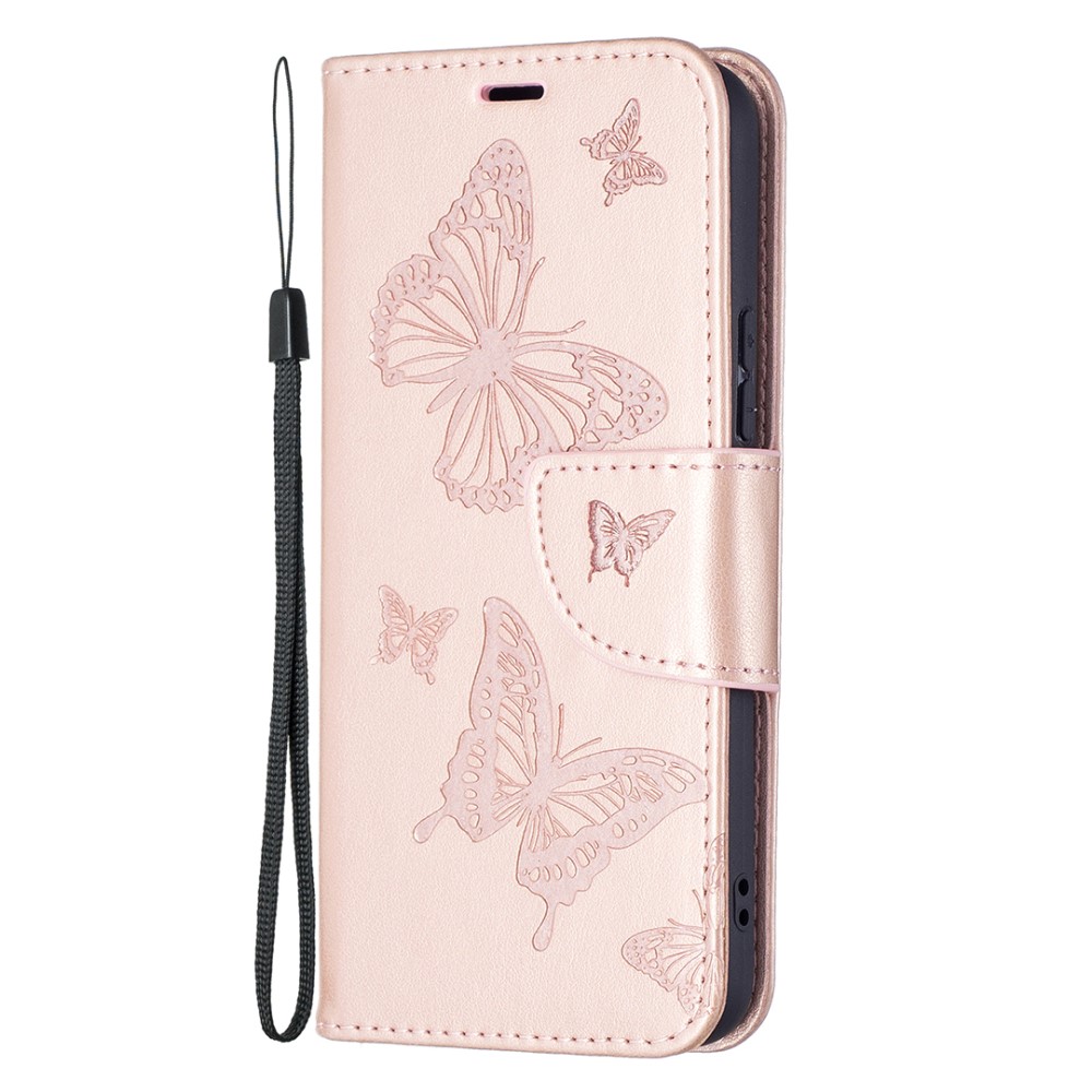  Samsung Galaxy S22 Plus Fodral Tryckt Fjäril Roséguld