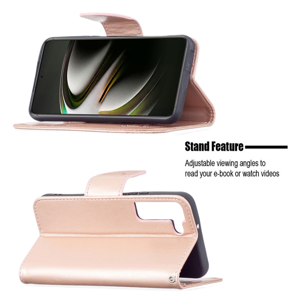  Samsung Galaxy S22 Plus Fodral Tryckt Fjäril Roséguld