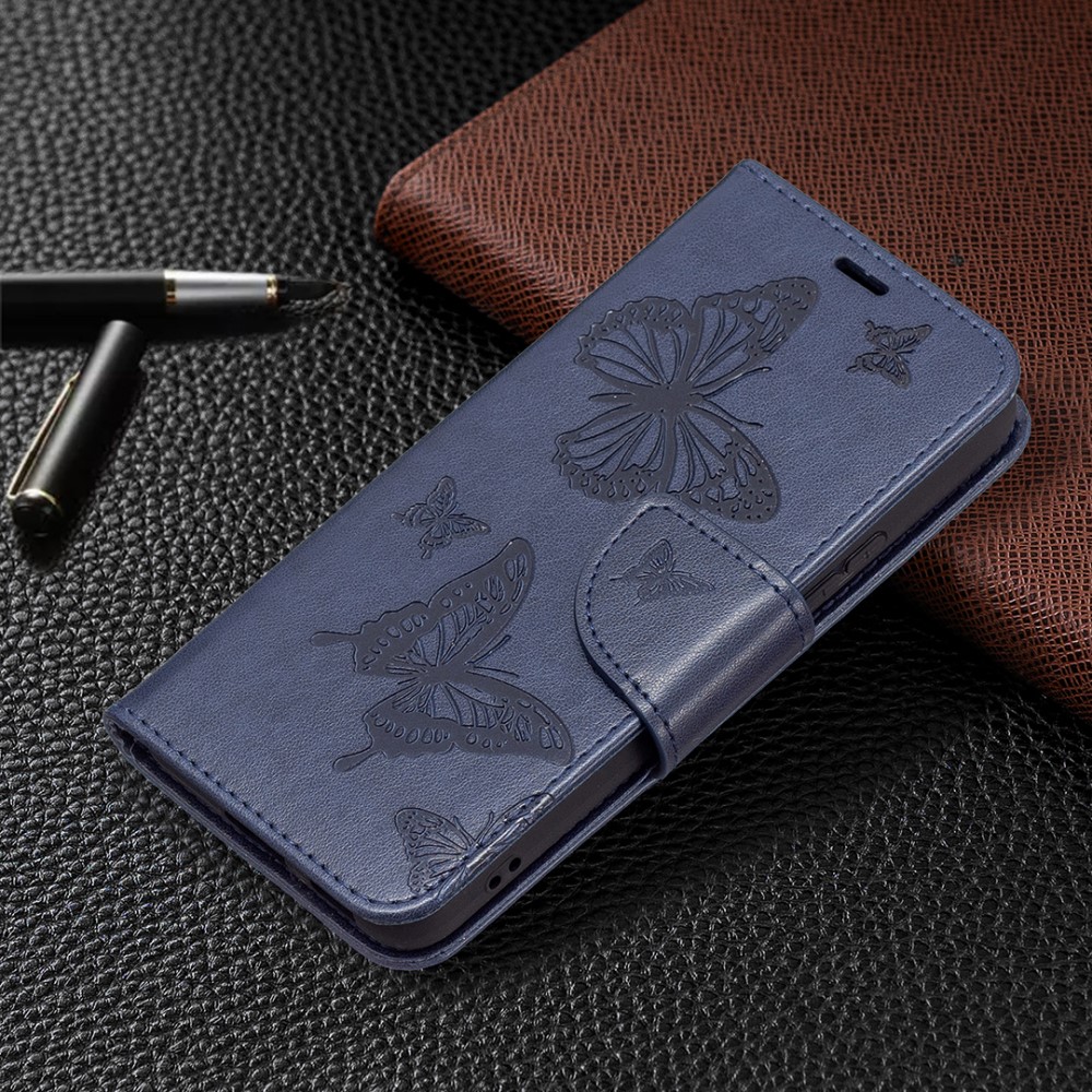  Samsung Galaxy S22 Plus Fodral Tryckt Fjäril Mörk Blå