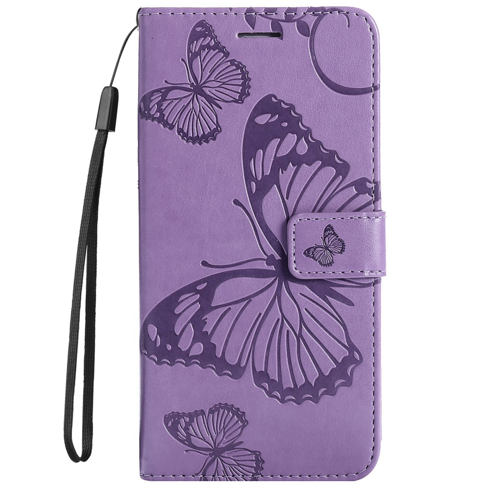  Samsung Galaxy S22 Plus Fodral Fjärilar Tryckt Läder Lila