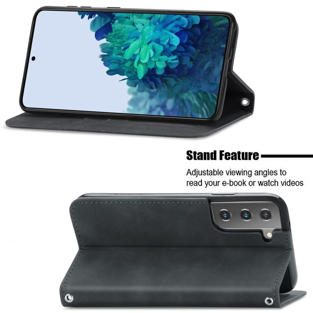  Samsung Galaxy S22 Plus Fodral Flip Retro Läder Svart