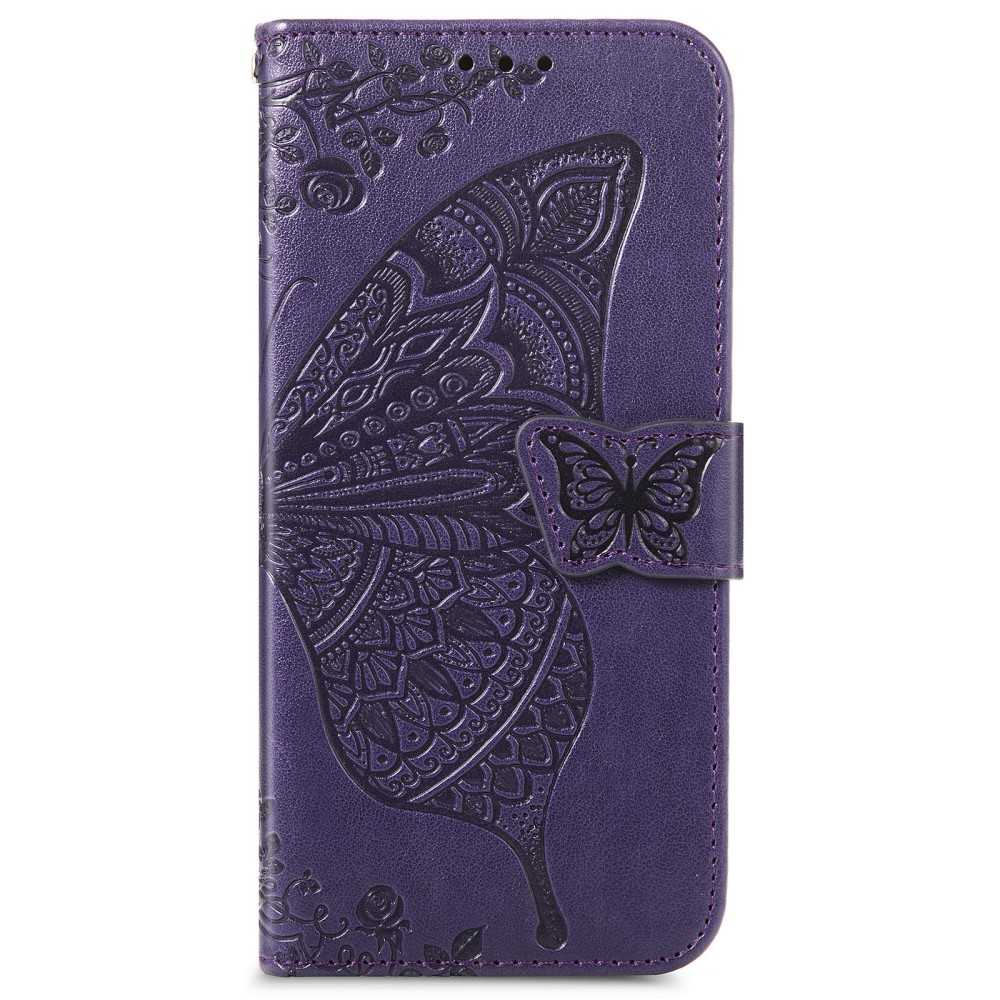  Samsung Galaxy S22 Plus Fodral Butterfly Tryckt Läder Lila