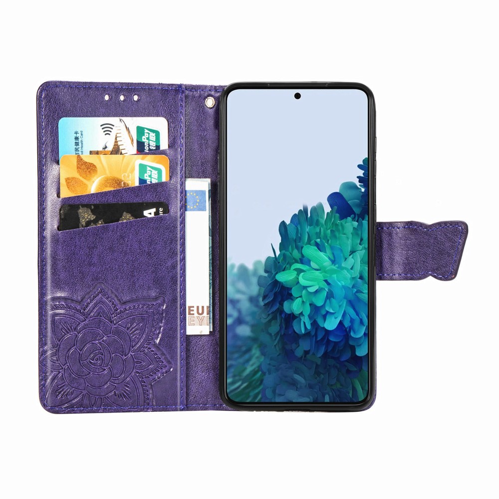  Samsung Galaxy S22 Plus Fodral Butterfly Tryckt Läder Lila