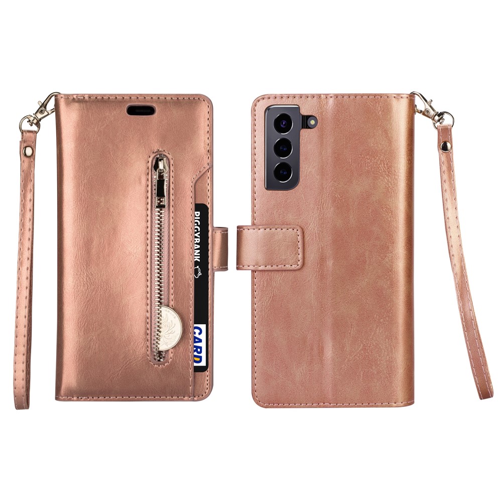  Samsung Galaxy S22 Plus Fodral Multifunktionell Läder Roséguld