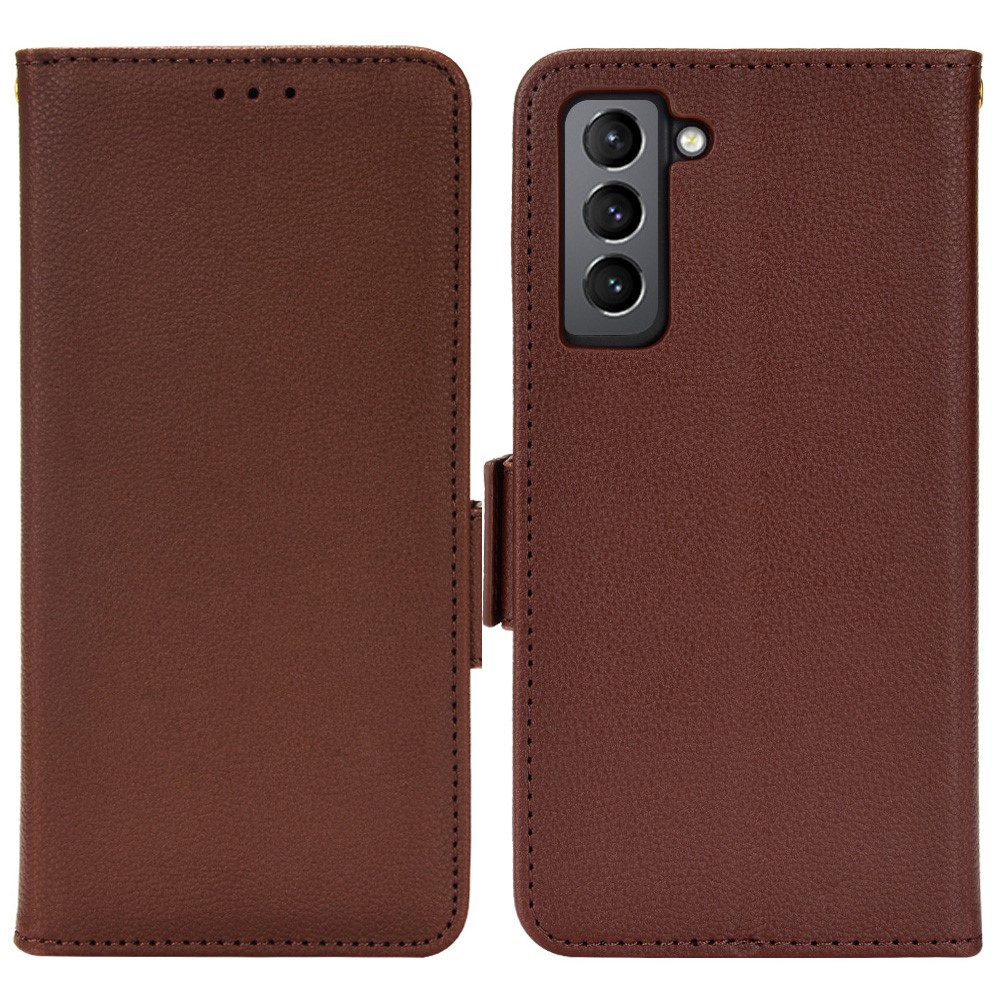  Samsung Galaxy S22 Plus Fodral Litchi Textur Brun
