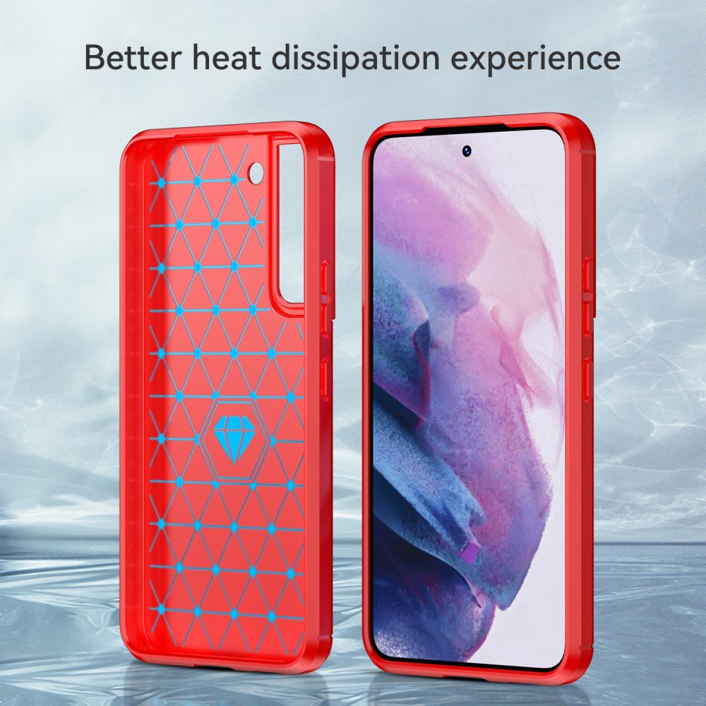  Samsung Galaxy S22 Plus Skal Borstad Stål Textur Röd