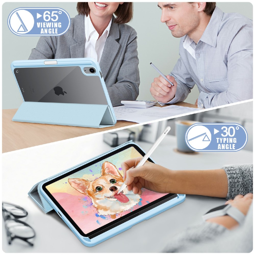  iPad Mini 2024/2021 Fodral Tri-Fold Hybrid Pennhållare Sky Blue