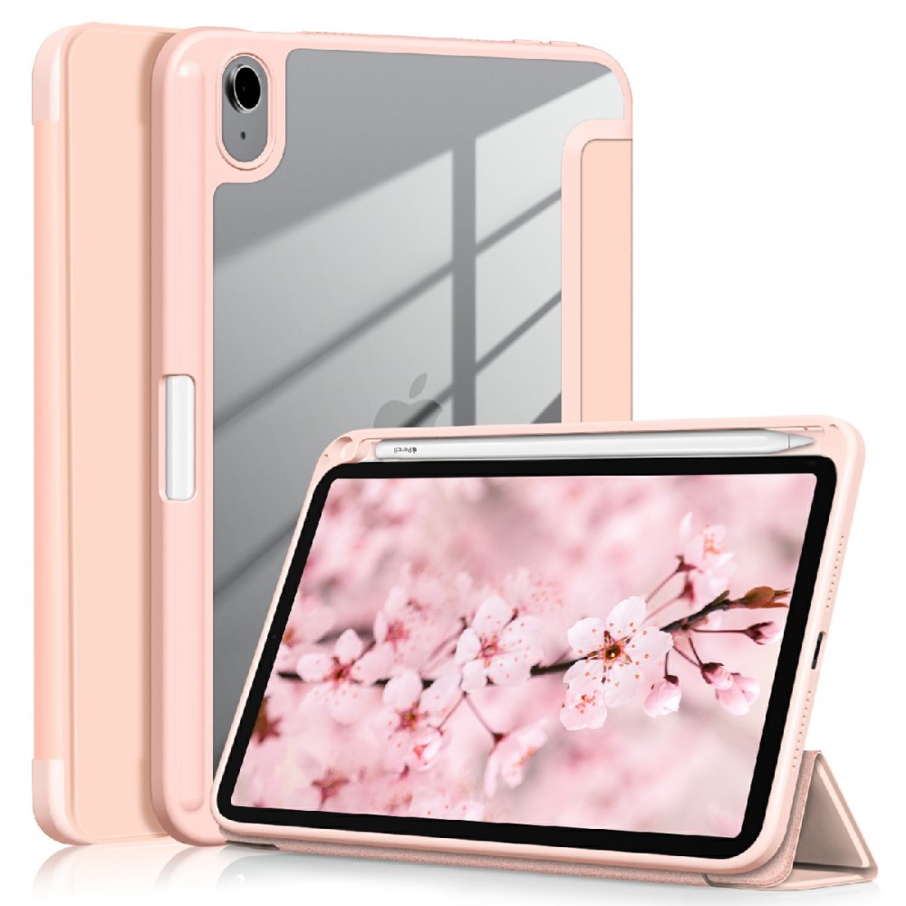  iPad Mini 2024/2021 Fodral Tri-Fold Hybrid Pennhållare Ljus Rosa