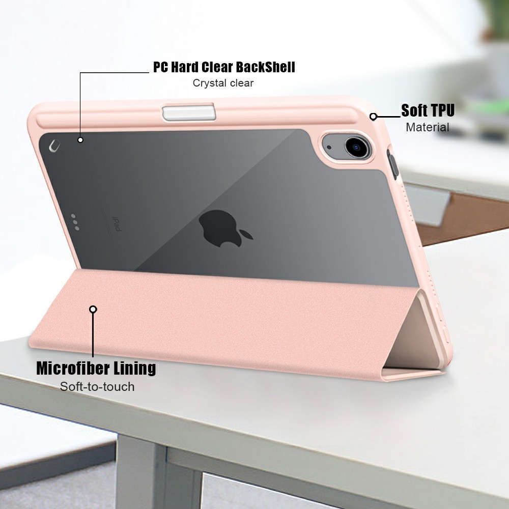  iPad Mini 2024/2021 Fodral Tri-Fold Hybrid Pennhållare Ljus Rosa
