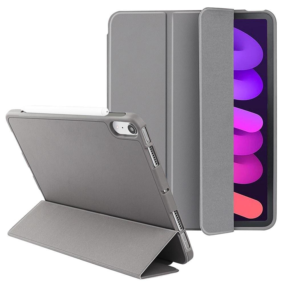 iPad Mini 2024/2021 Fodral Tri-Fold Pennhållare Grå
