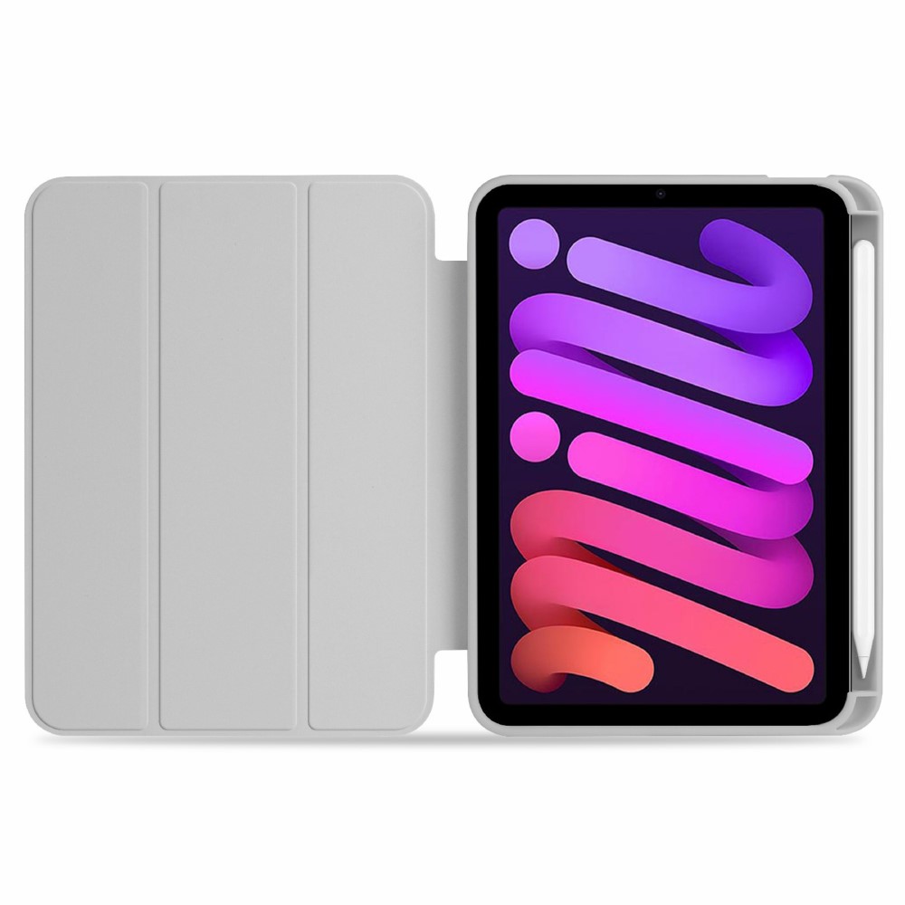  iPad Mini 2024/2021 Fodral Slim Tri-Fold Pennhållare Grå
