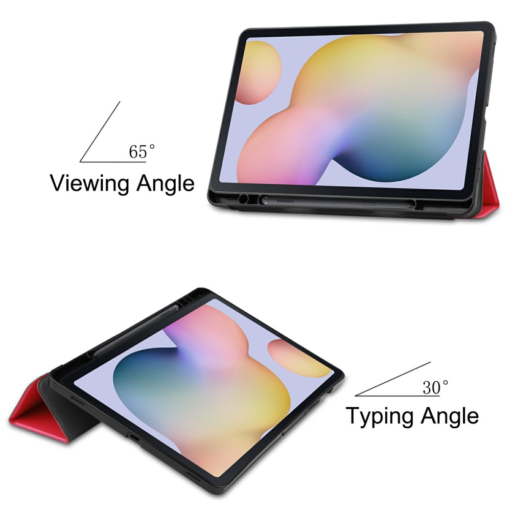  Samsung Galaxy Tab S7 / Tab S8 Fodral Tri-Fold Pennhållare Röd