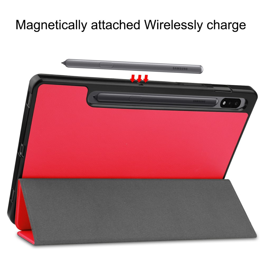  Samsung Galaxy Tab S7 / Tab S8 Fodral Tri-Fold Pennhållare Röd