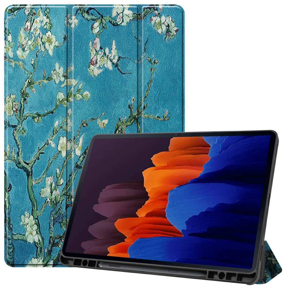  Samsung Galaxy Tab S7 Plus / Tab S8 Plus Fodral Tri-Fold Pennhållare