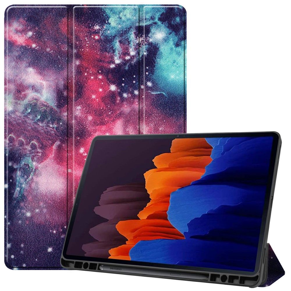  Samsung Galaxy Tab S7 Plus / Tab S8 Plus Fodral Tri-Fold Pennhållare