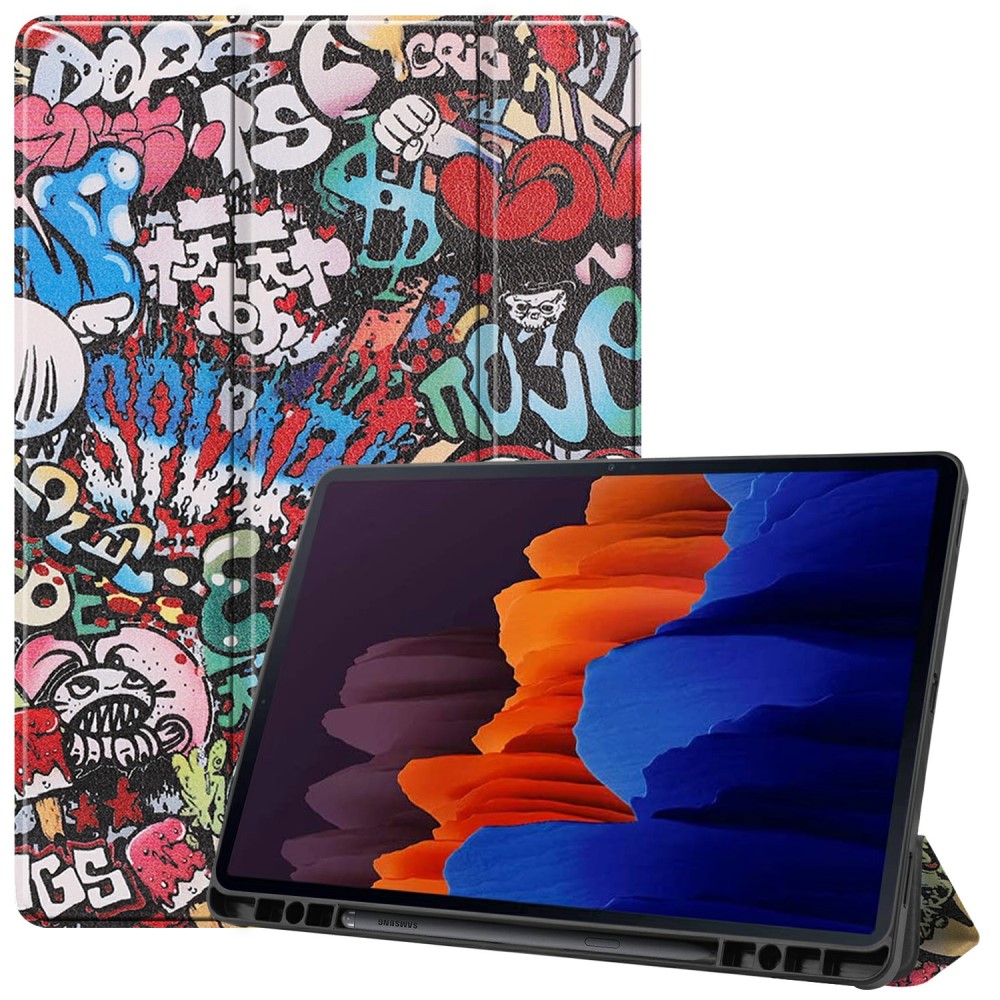  Samsung Galaxy Tab S7 Plus / Tab S8 Plus Fodral Tri-Fold Pennhållare
