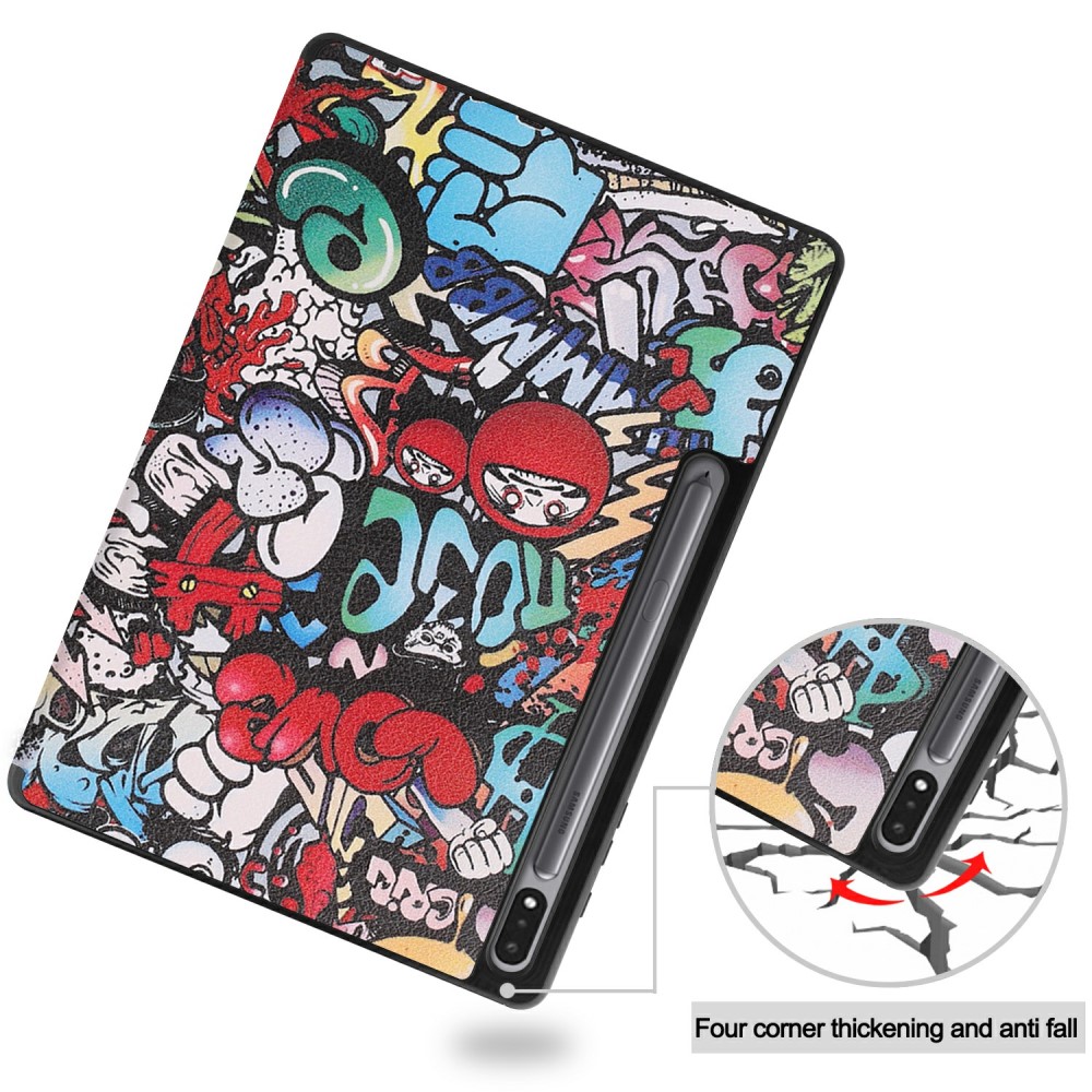  Samsung Galaxy Tab S7 Plus / Tab S8 Plus Fodral Tri-Fold Pennhållare