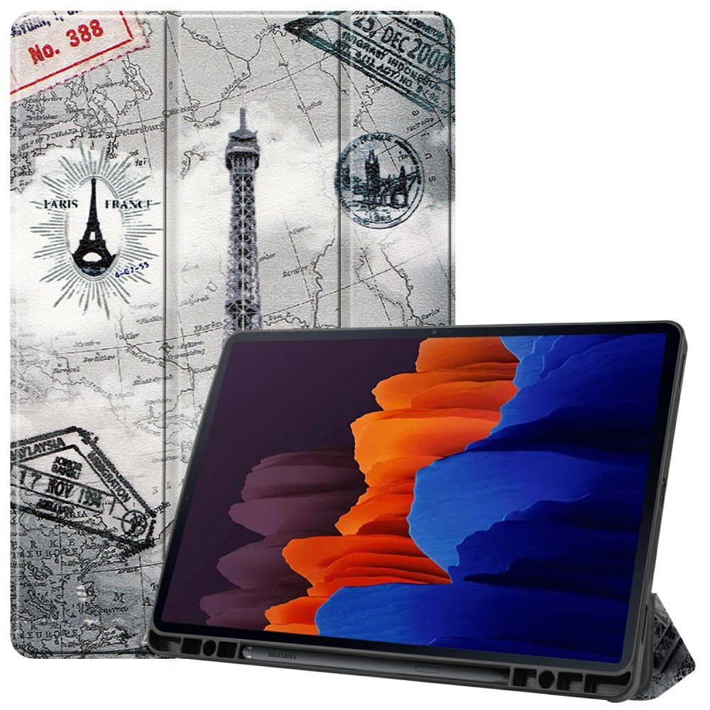  Samsung Galaxy Tab S7 Plus / Tab S8 Plus Fodral Tri-Fold Pennhållare