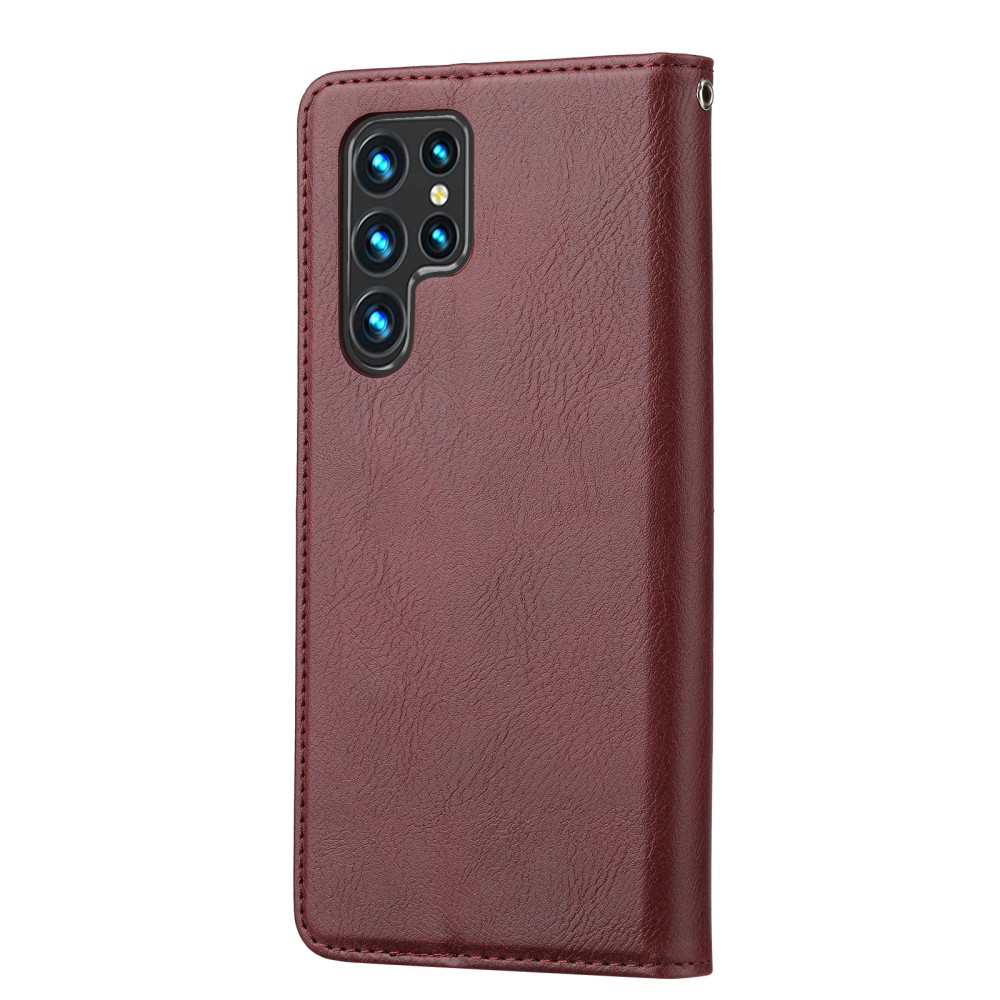  Samsung Galaxy S22 Ultra Fodral Flip Frontficka Vinröd