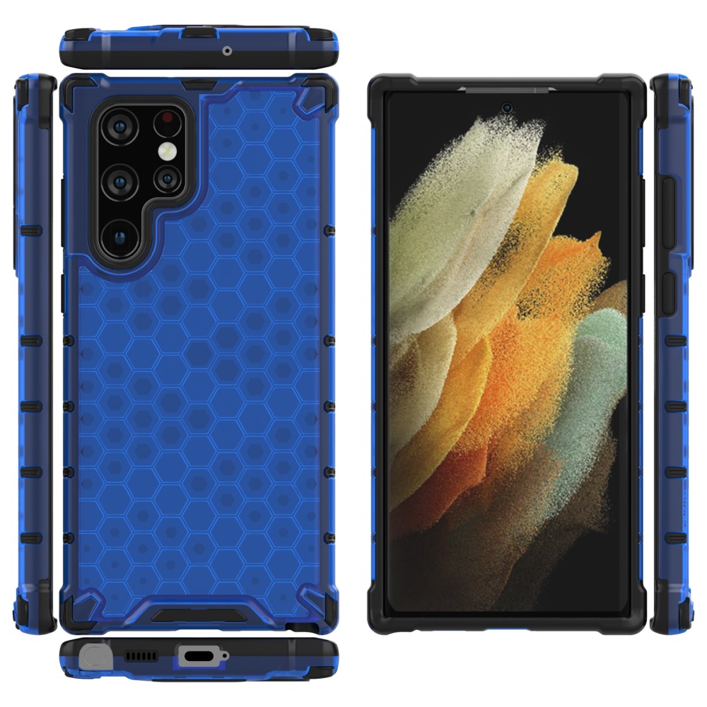  Samsung Galaxy S22 Ultra Skal Armor Honeycomb Blå