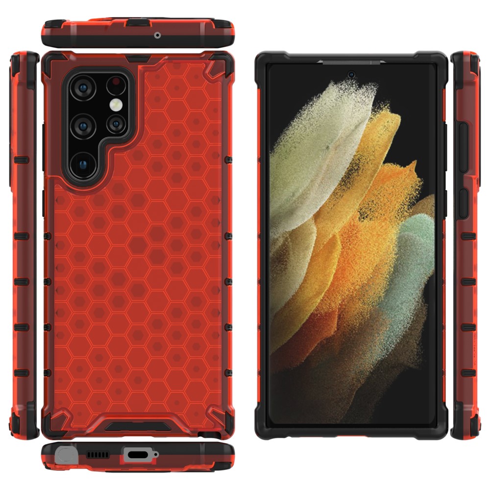  Samsung Galaxy S22 Ultra Skal Armor Honeycomb Röd