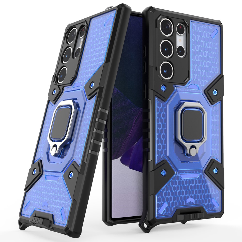  Samsung Galaxy S22 Ultra Skal Hybrid Armor Ring Blå