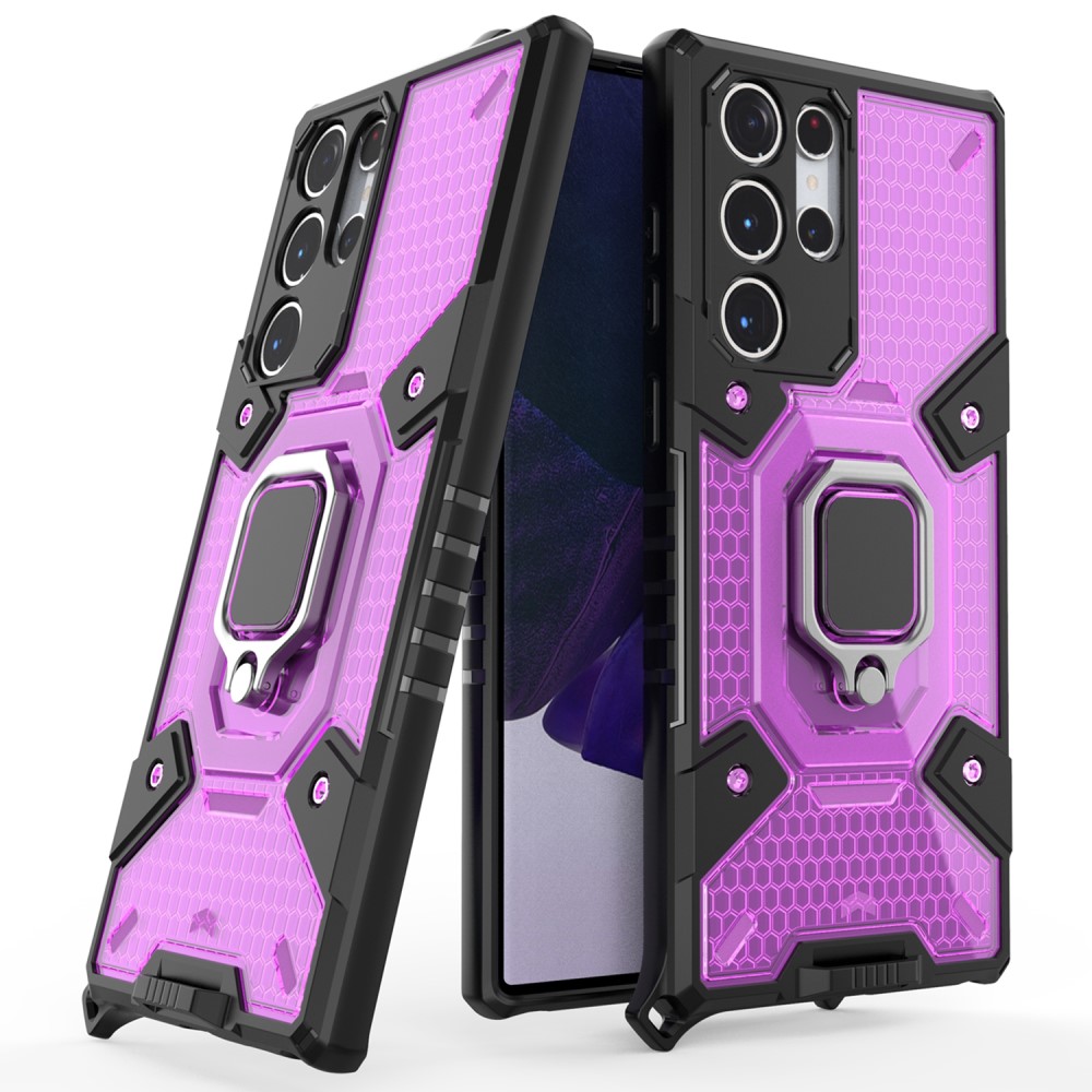  Samsung Galaxy S22 Ultra Skal Hybrid Armor Ring Lila