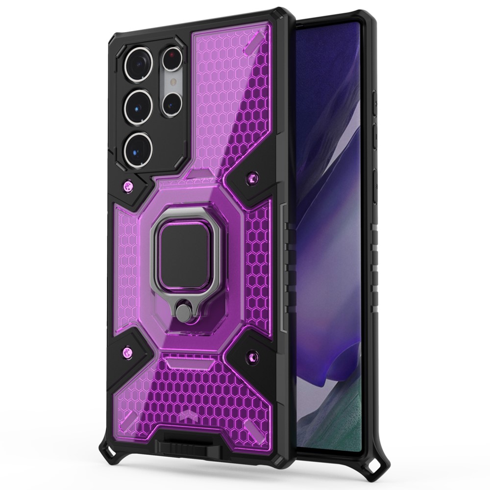  Samsung Galaxy S22 Ultra Skal Hybrid Armor Ring Lila