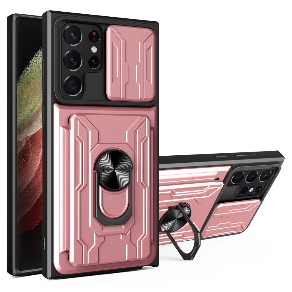  Samsung Galaxy S22 Ultra Skal Hybrid Armor Ring Roséguld