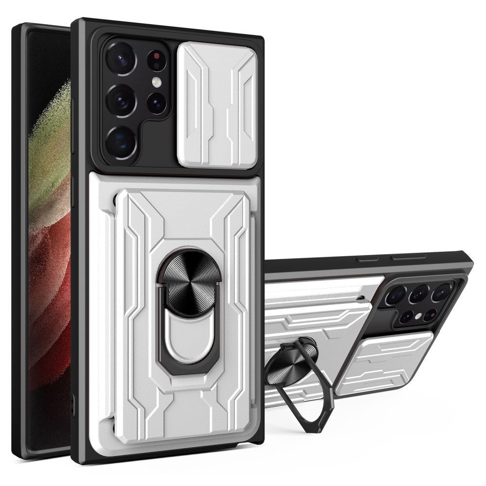  Samsung Galaxy S22 Ultra Skal Hybrid Armor Ring Vit