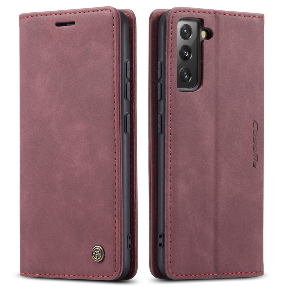 CASEME CASEME Samsung Galaxy S22 Plus Fodral Retro Läder Vinröd