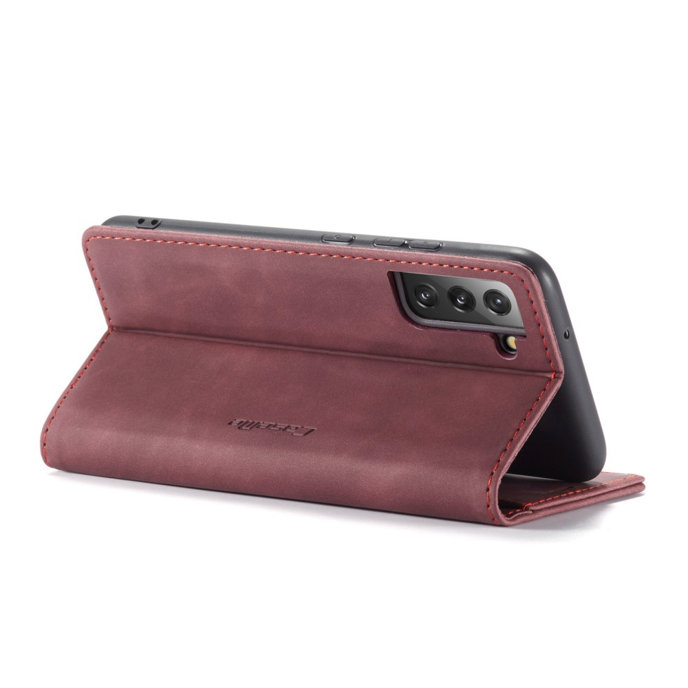 CASEME CASEME Samsung Galaxy S22 Plus Fodral Retro Läder Vinröd