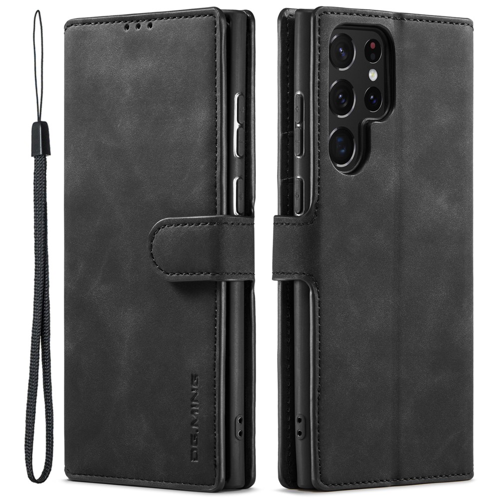 DG.MING DG.MING Samsung Galaxy S22 Ultra Fodral Retro Läder Svart