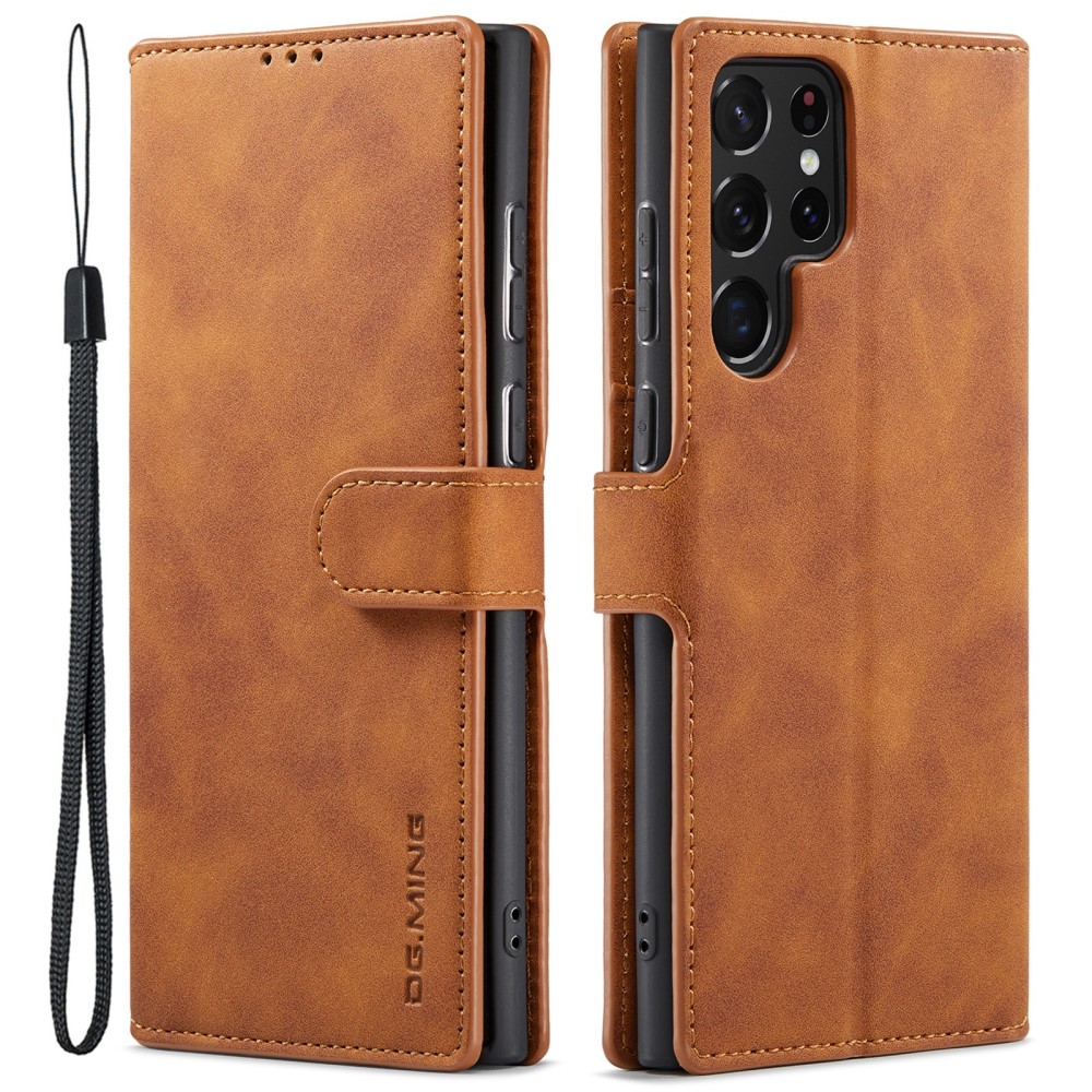 DG.MING DG.MING Samsung Galaxy S22 Ultra Fodral Retro Läder Brun