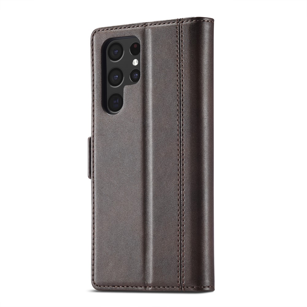 LC.IMEEKE LC.IMEEKE Samsung Galaxy S22 Ultra Fodral Läder Brun