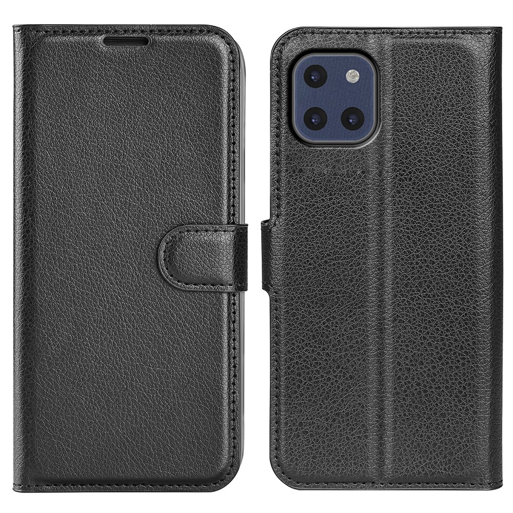  Samsung Galaxy A03 Fodral Litchi Läder Svart