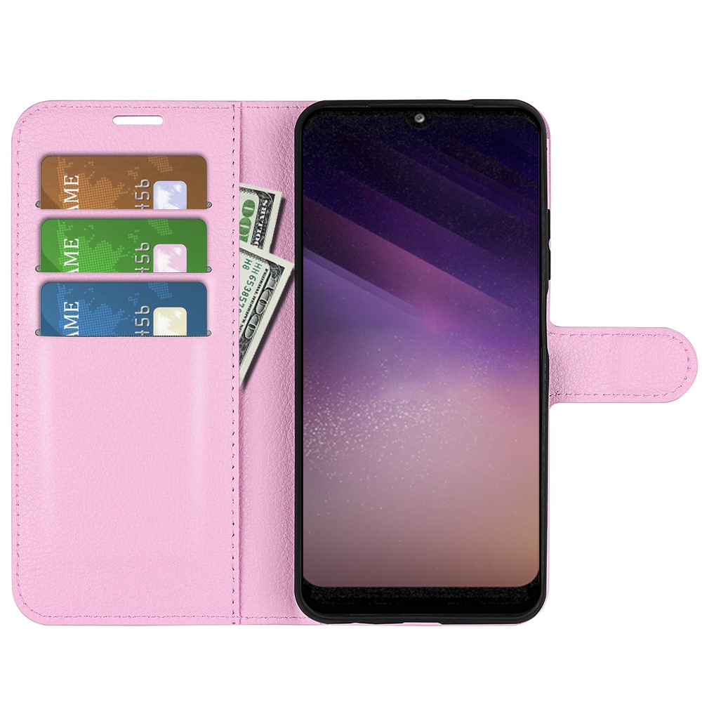  Samsung Galaxy A03 Fodral Litchi Läder Ljus Rosa