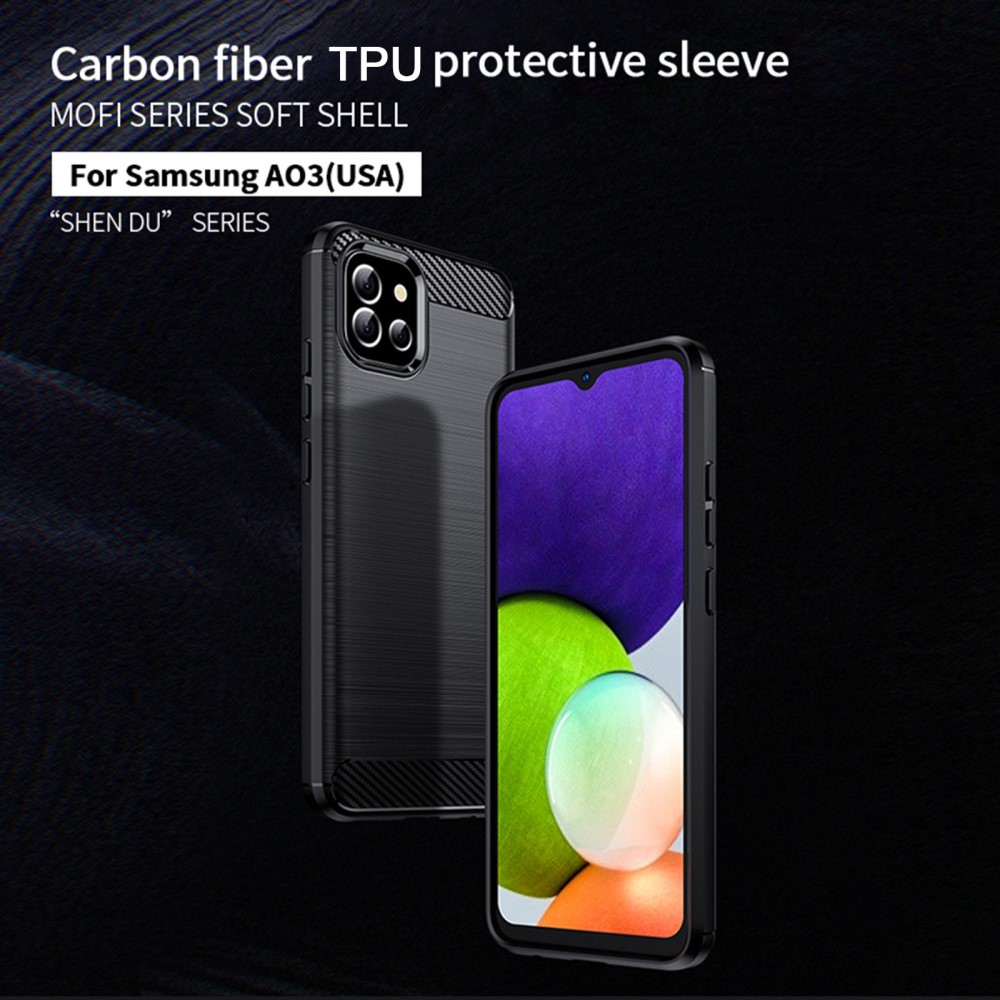 MOFI MOFI Samsung Galaxy A03 Skal Borstad Stål Textur Svart