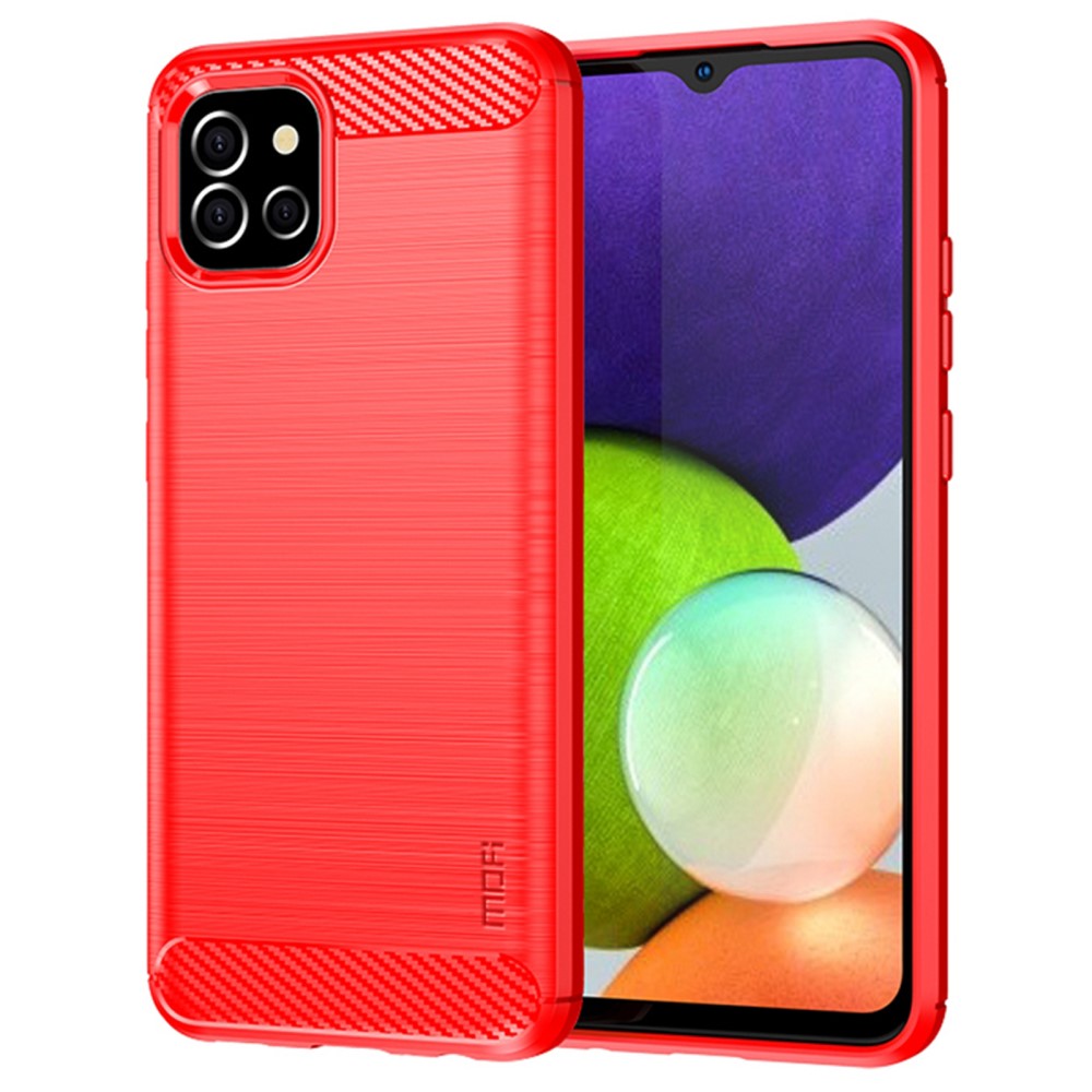 MOFI MOFI Samsung Galaxy A03 Skal Borstad Stål Textur Röd
