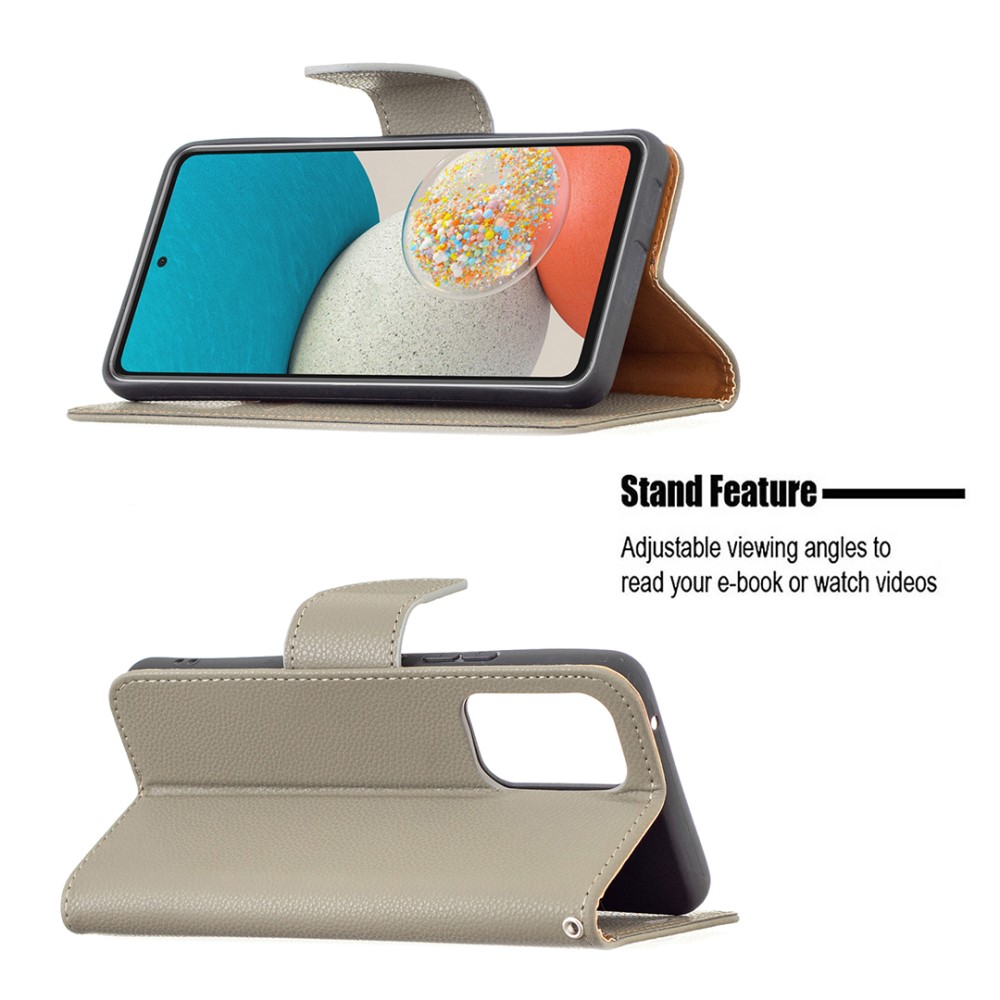  Samsung Galaxy A53 5G Fodral Litchi Shark Läder Grå