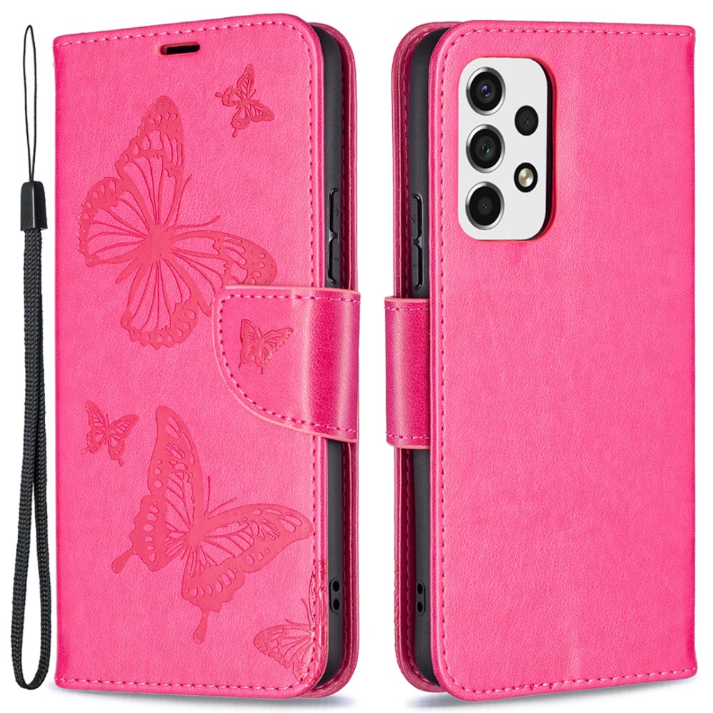  Samsung Galaxy A53 5G Fodral Tryckta Fjärilar Rosa