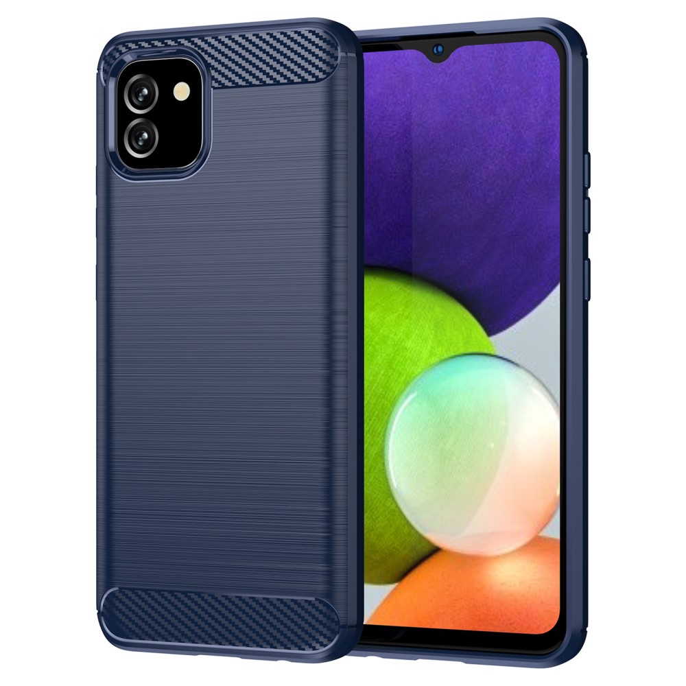  Samsung Galaxy A03 Skal Borstad Stål Textur Blå
